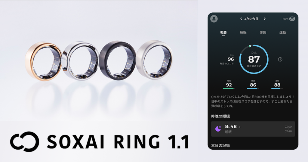 健康管理用スマートリング「SOXAI RING 1.1」